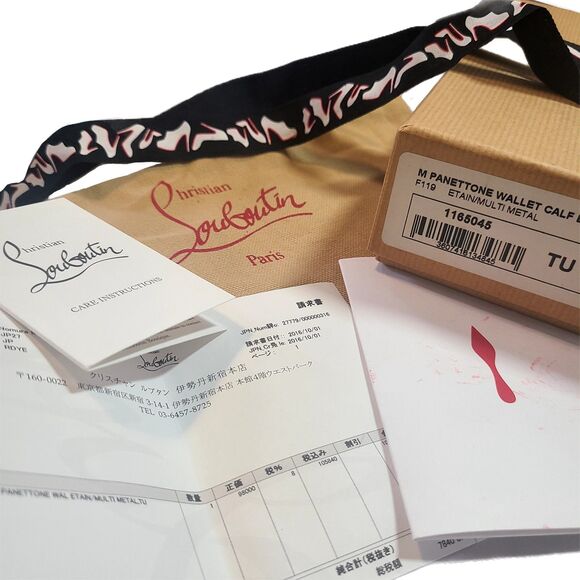 Christian Louboutin Gray Leather Silver Studded Panettone Long Wallet & Box VGUC - Picture 9 of 11